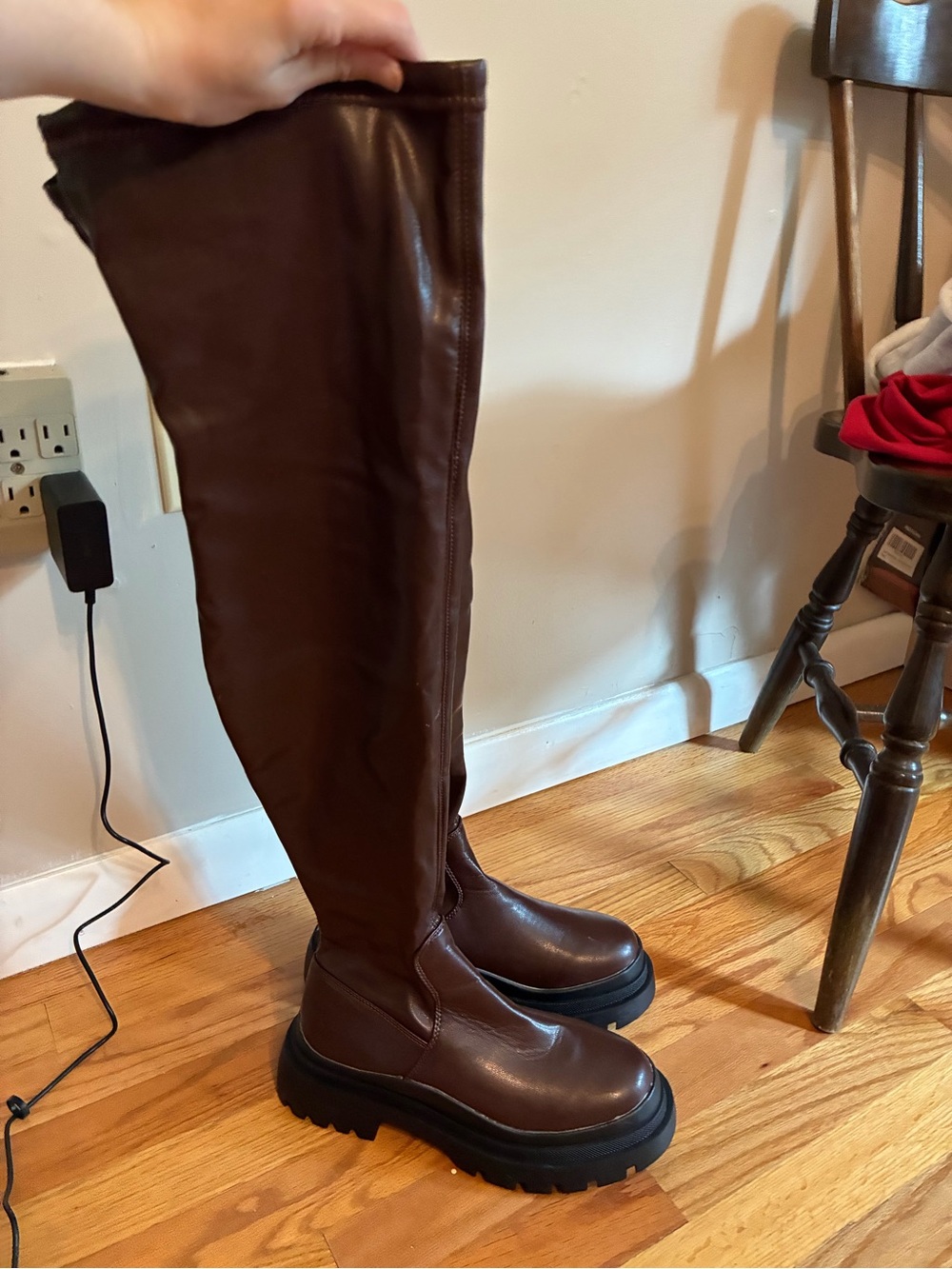 Over the knee Brown Platform Boots